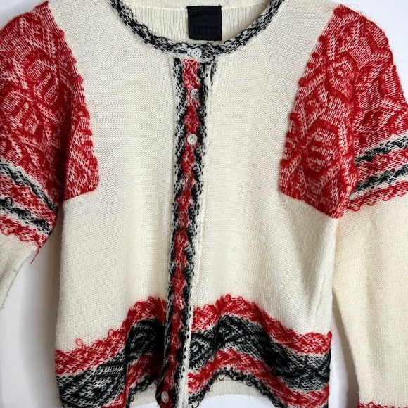 Anna Sui James Coviello Foranna White with Red and Black Details Sweater - Picture 12 of 12